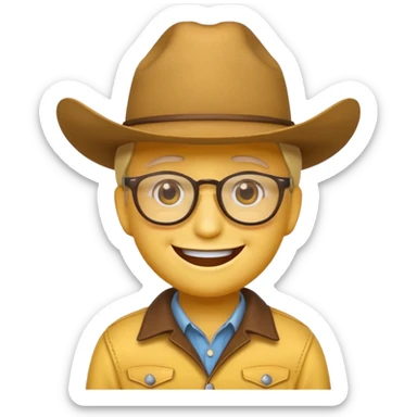 smiley emoji wearing a cowboy hat and glasses sticker