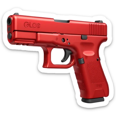 red Glock handgun, simple, clear sticker
