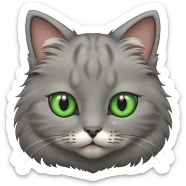 a gray cat with eyes on its FOREHEAD sticker