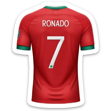 Create back side jersey of Portugal football team of red colour. Name "RONALDO" jersey no 7. sticker