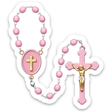 Beautiful  baby pink catholic rosary sticker
