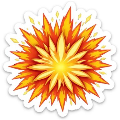 An explosion that will use as the main characters gunfire in a game I'm making. Needs to be red and graphic in nature. The background needs to be blank sticker