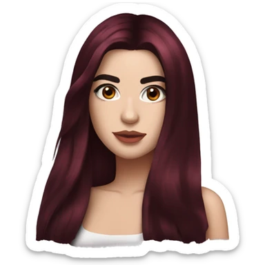 dua lipa with dark red long hair sticker