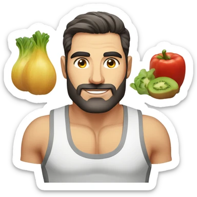 attractive and healthy nutritionist, ripped, stylish armenian man, portrait close up sticker