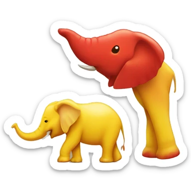 Yellow elephant and a red trunk sticker