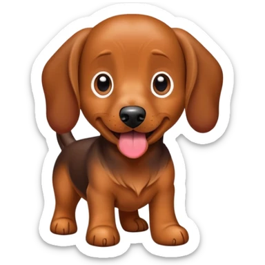 Un chien teckel marron qui tire la langue  sticker