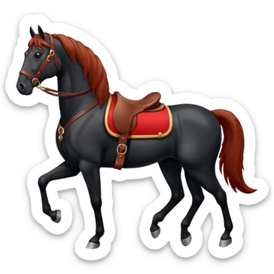 Black horse with red saddle  sticker