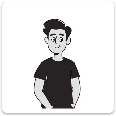 Attractive man in his 40s with youthful appearance, light brown skin, elongated face, defined jawline, medium dark eyes, arched eyebrows, straight nose, handsome friendly expression, short dark hair styled upward, athletic build, wearing a fitted black t-shirt sticker