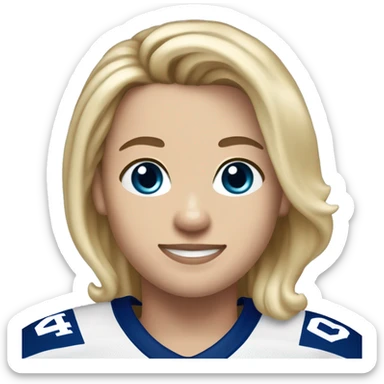 hockey player wearing a Toronto Maple Leafs jersey number 14 right handed blonde hair and a con the jersey  sticker