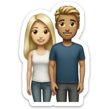 bleached hair girl with brown hair man sticker