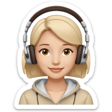 woman enjoying ASMR, wearing headphones, smooth edges, relaxed expression sticker