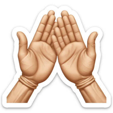 Side view of two human hands clapping together, realistic lighting, high detail sticker