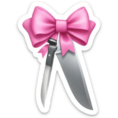 Knife with a pink bow on the handle sticker
