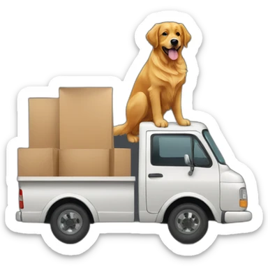 Golden retriever and a rottweiller in a moving truck sticker