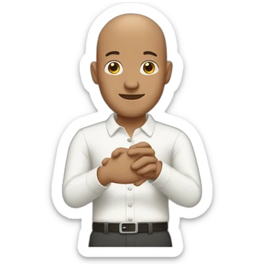 A bald man combining his two hands  sticker
