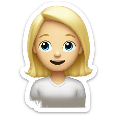 talking blond child with speech bubble near sticker