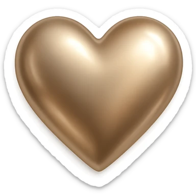 heart with a metallic champagne finish, digital illustration sticker