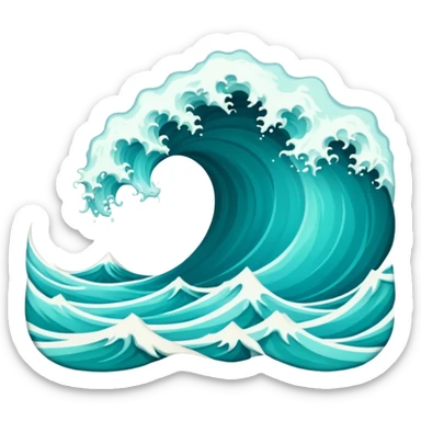 Create a highly polished, 3D game UI–style illustration of a  SEA WAVE sticker