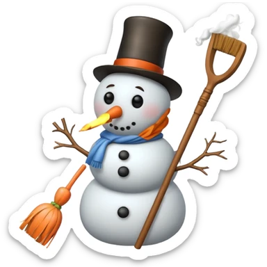 a snowman with a cigarette sticker