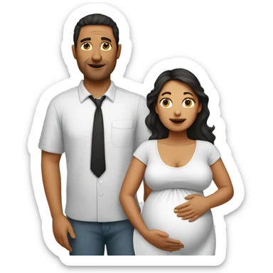 Latin pregnant wife and husband without facial hair sticker