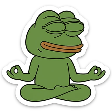create a pepe doing yoga, white background sticker