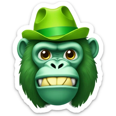 Green gorilla tag character with banana hat sticker