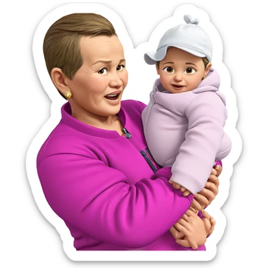 baby wearing earrings and hat sticker