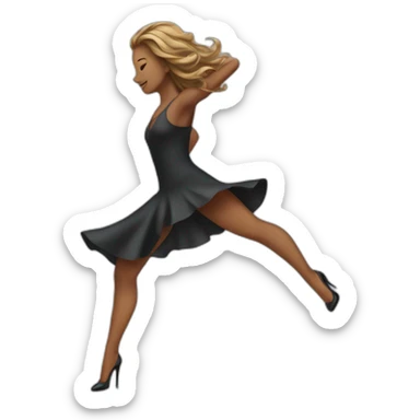 Woman with long hair dancing in high heels sticker