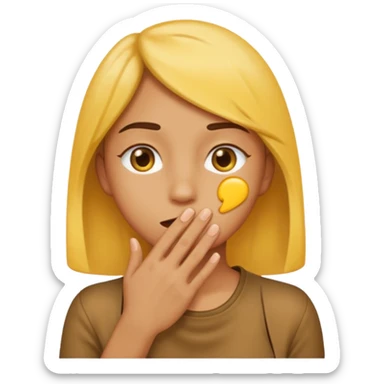 whispering emoji: hand on side of mouth looking behind sticker