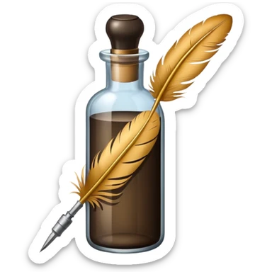 feather quill and ink bottle sticker