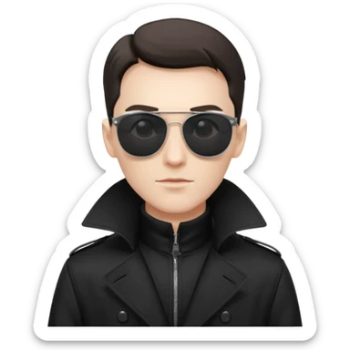 white man in black trenchcoat and matrix sunglasses sticker