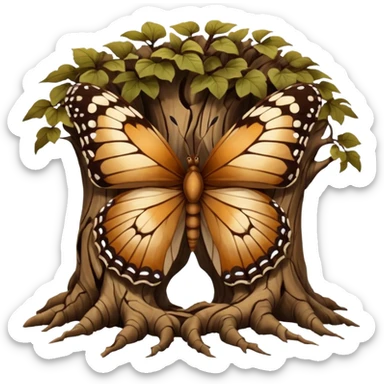 Dead butterfly emoji with broken wings weins with tree roots sticker