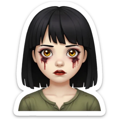 zumbi girl, black hair (Shoulder-length hair and with bangs) sticker
