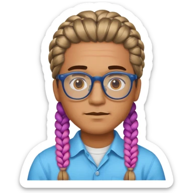colorful braided hair man with glasses sticker
