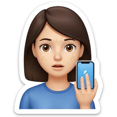 brunette woman with lots of acne sticker