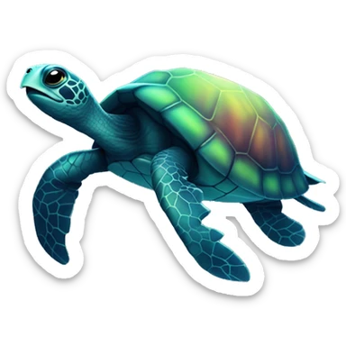 Dark iridescent sea turtle glowing with 8 legs sticker