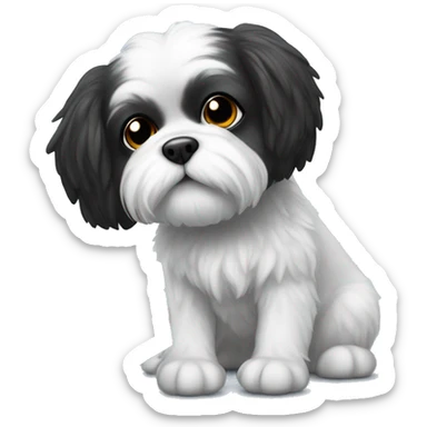 Black white Shitzu with a Rubik’s cube sticker