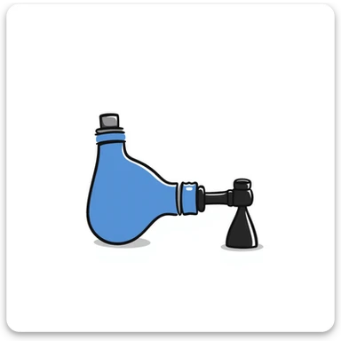 Hand-drawn blue VO2 max test mouthpiece with valve, simple fitness lab equipment sticker