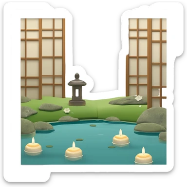 Small tea Candles floating on a pond zen Japanese garden  sticker