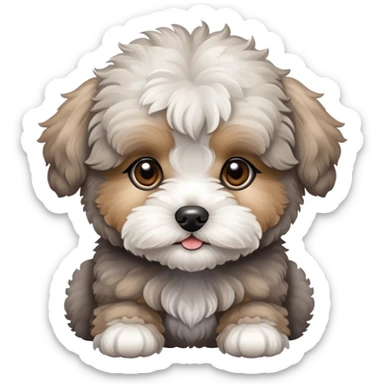 Grey  cute maltipoo puppy sticker
