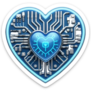 technology themed heart sticker