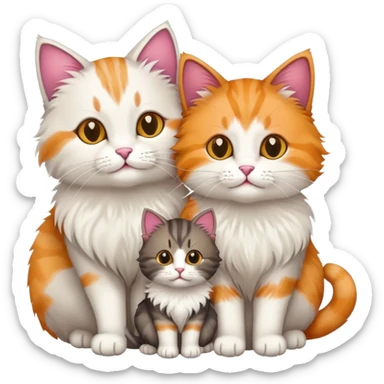 cat family with mother and kittens sticker