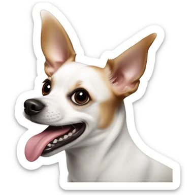 White black dog Chihuahua Jack Russel cross breed tongue out sticker