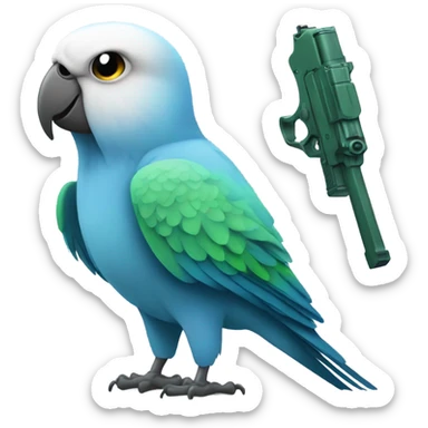 Parakeet holding two guns sticker