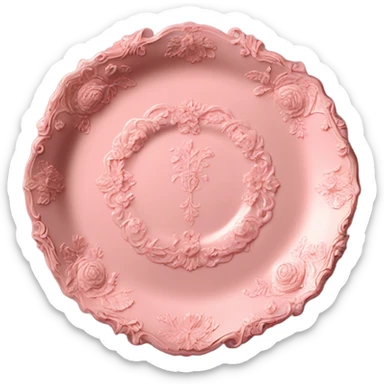 vintage rococo highly detailed rose pink plate sticker