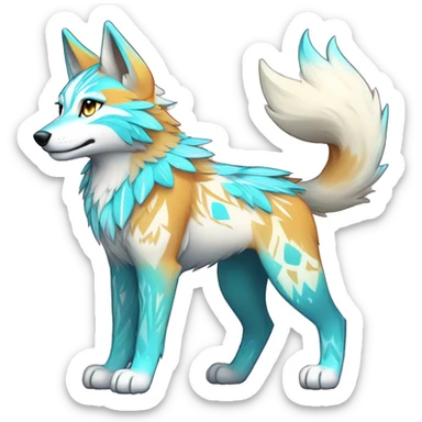 Colorful Shiny Fionbri-Falvie-sparkle-wolf-sona with tribal markings full body sticker
