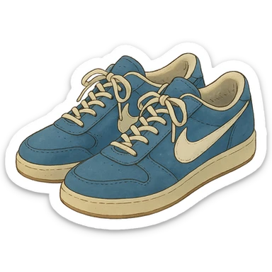 ghibli style blue Nike shoes, no background sticker