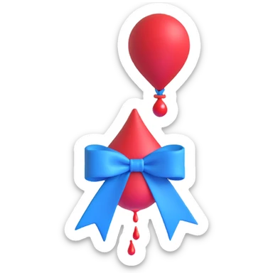 A clean and modern take on the universally recognized blue ribbon for diabetes awareness, incorporating a red blood drop  sticker