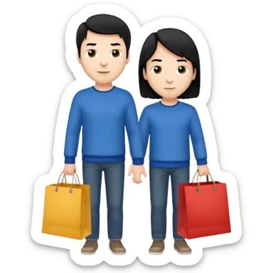 a white man black hair with clothing shopping bag sticker