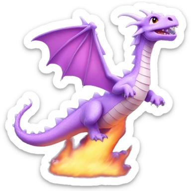 cute lilac fire breathing dragon  sticker